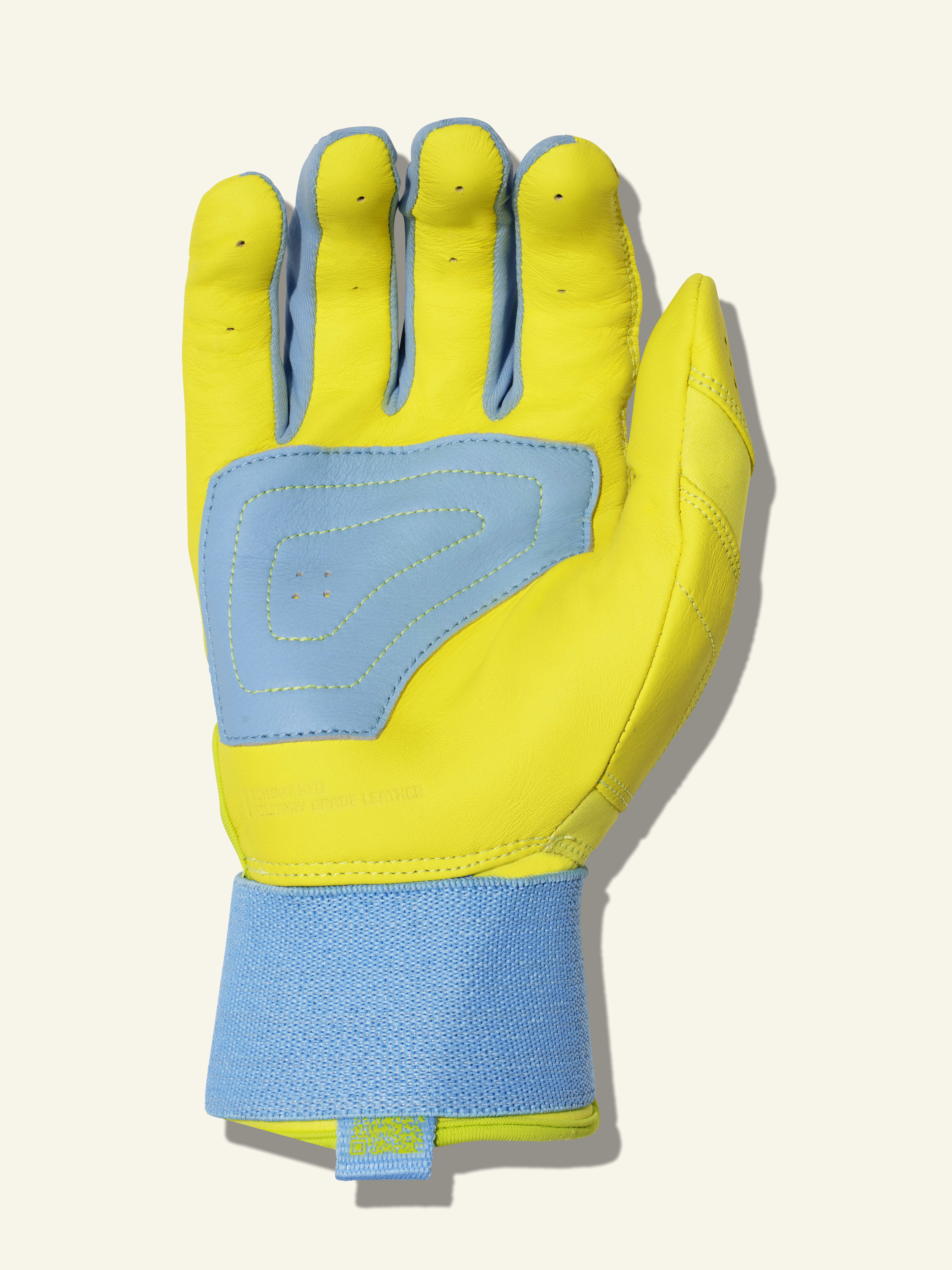 COMBAT MFG Yin Yang Long Strap Batting Gloves, Columbia Blue/Lemonade Blitz, Large