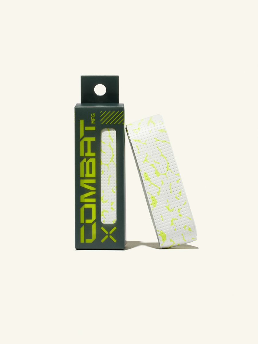 COMBAT MFG Ultra-Perforated Bat Grip, 1.2mm, White/Optic Yellow