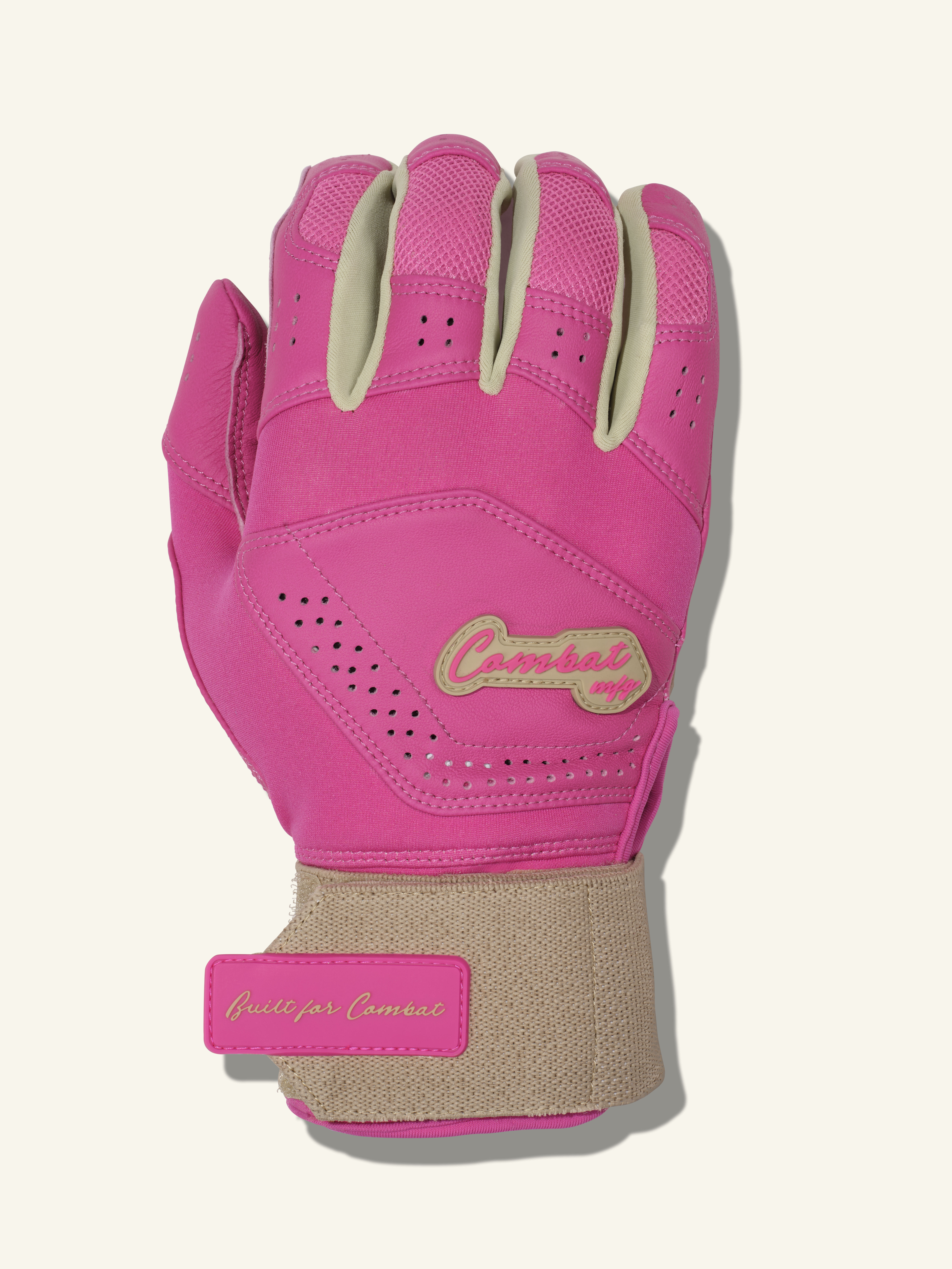 COMBAT MFG Yin Yang Long Strap Batting Gloves, Sand/Pink, XX-Large