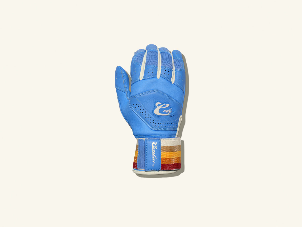 COMBAT MFG Coastal Collective Long Strap Batting Gloves, Blue, Adult XS