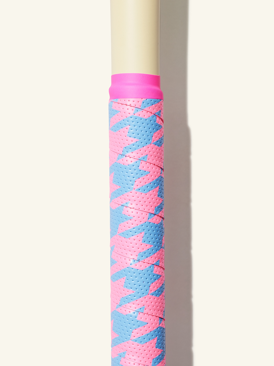 COMBAT MFG Country Club Ultra-Perforated Bat Grip, 1.2mm, Pink/Blue Houndstooth