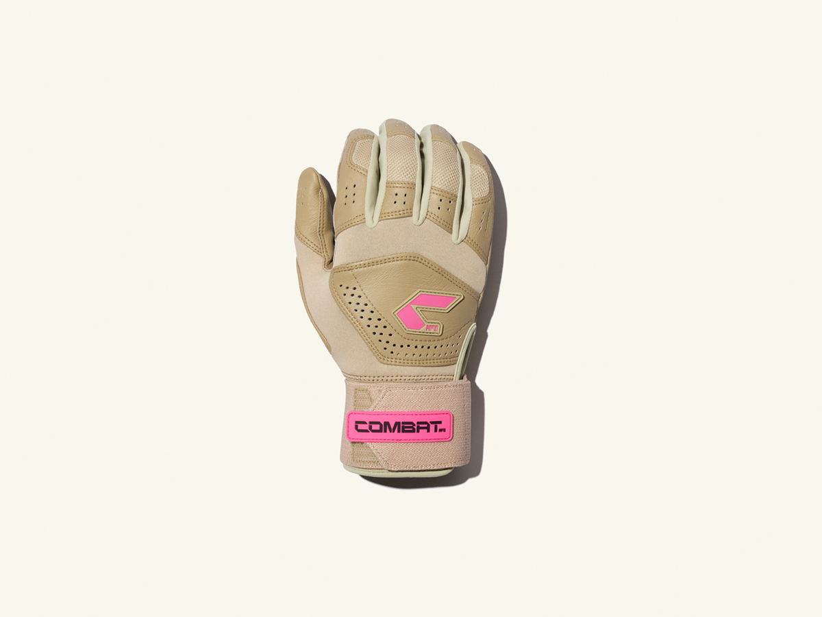 COMBAT MFG Long Strap Batting Gloves, Sandstorm, Adult M