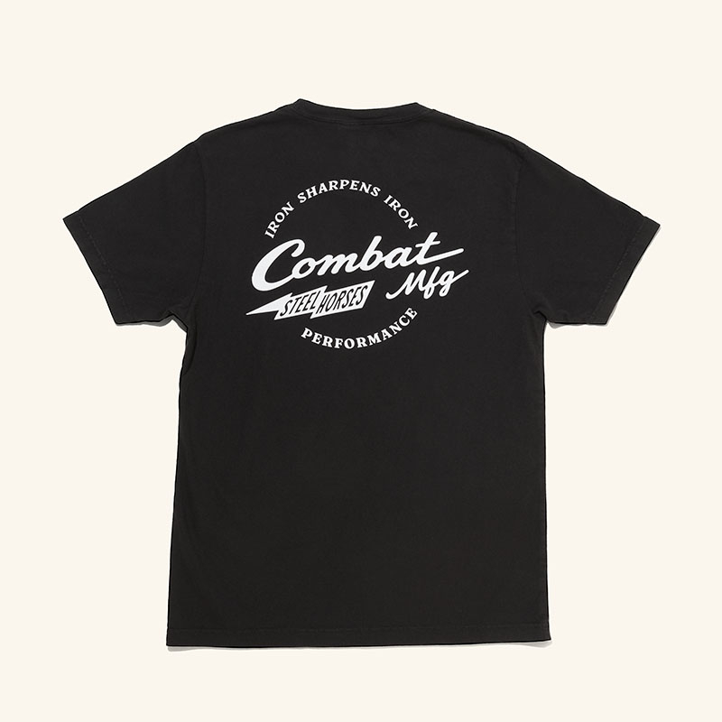 Combat MFG Steel Horses Iron Sharpens Iron Tee, Black