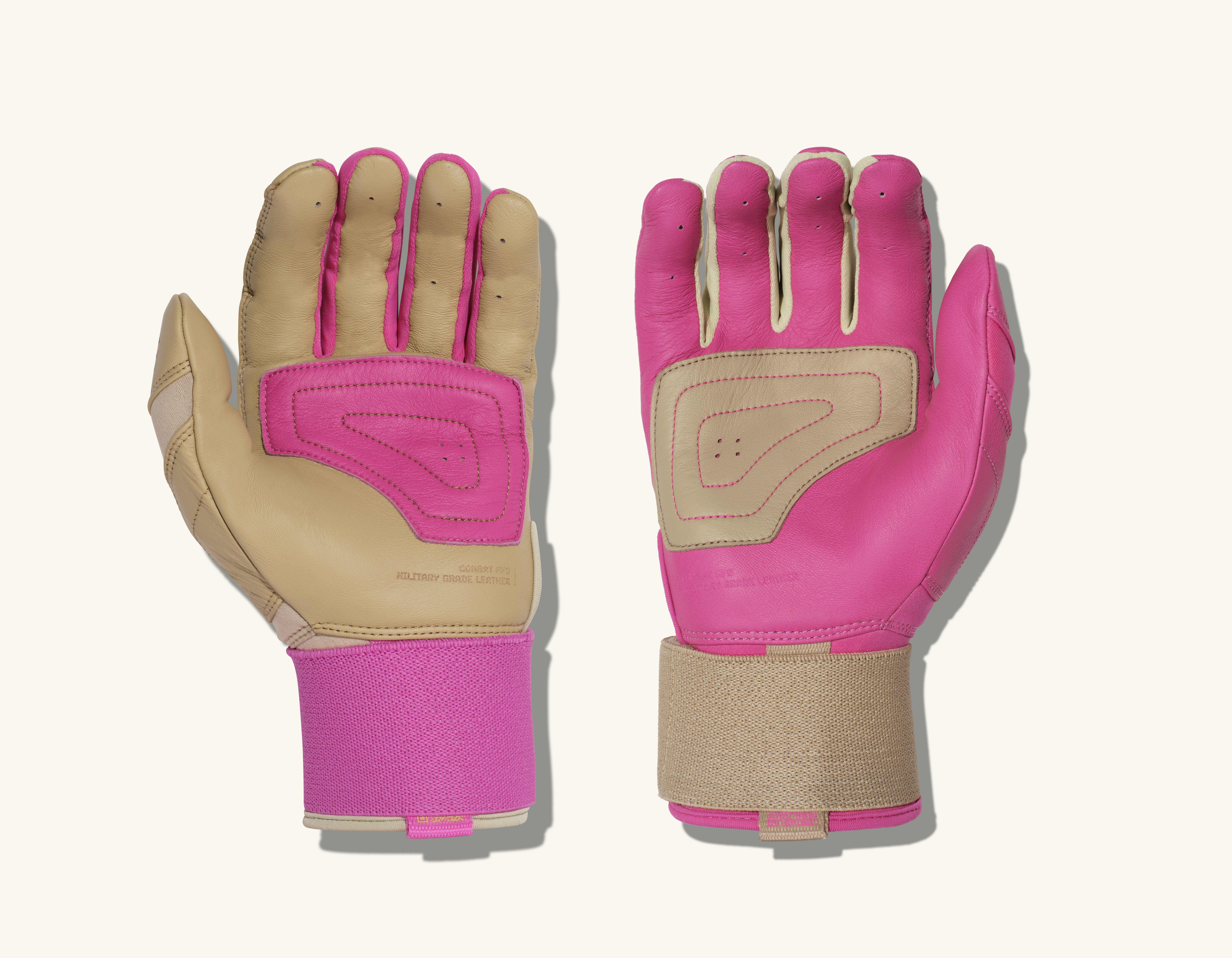 COMBAT MFG Yin Yang Long Strap Batting Gloves, Sand/Pink, XX-Large