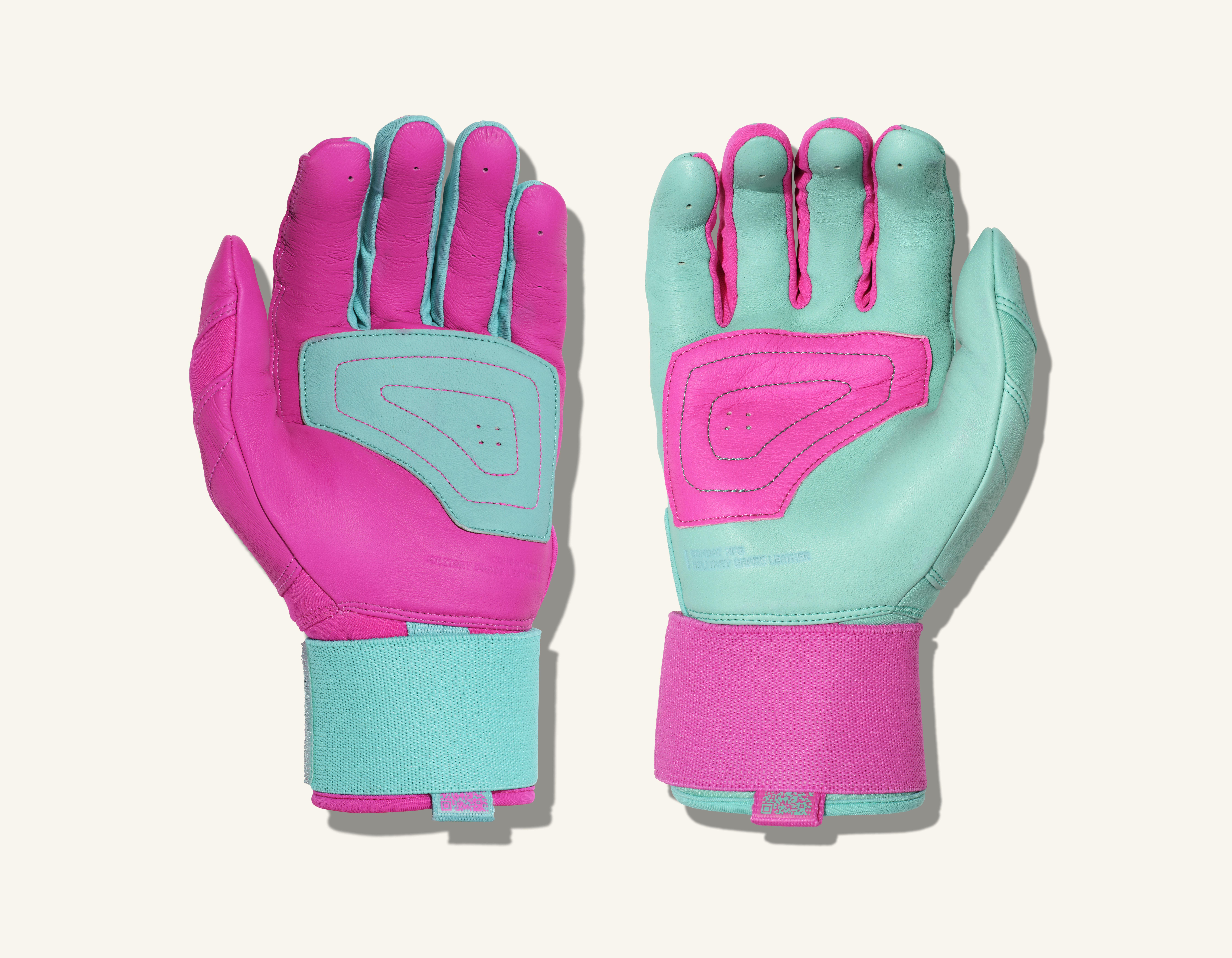 COMBAT MFG Yin Yang Long Strap Batting Gloves, Mint/Pink, XX-Large