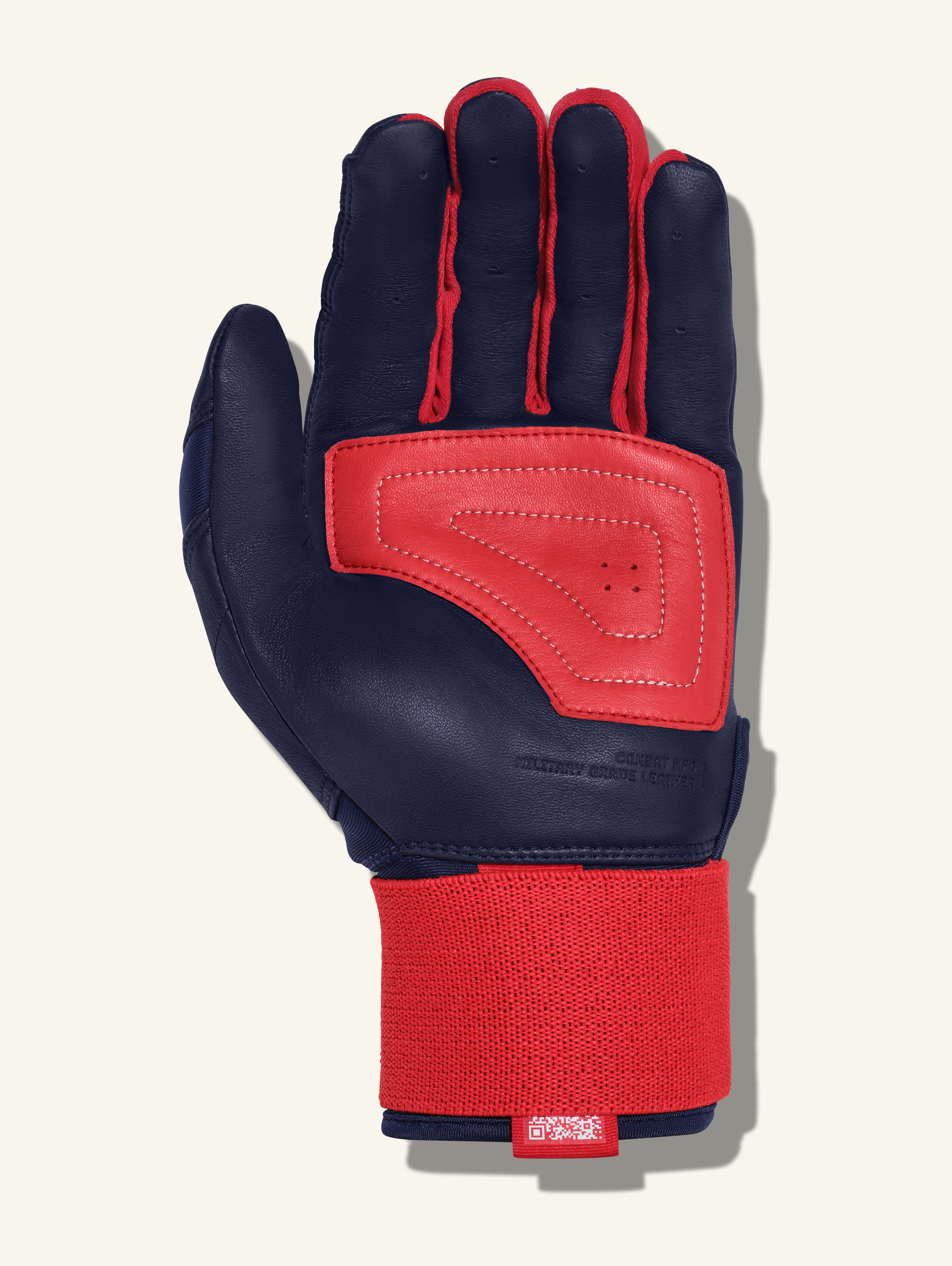 COMBAT MFG Yin Yang Long Strap Batting Gloves, Navy/Red, X-Small