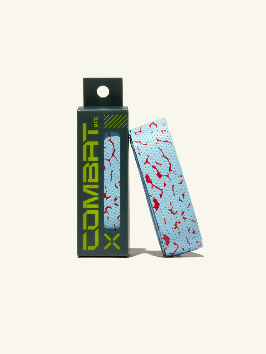 COMBAT MFG Ultra-Perforated Bat Grip, 1.2mm, Columbia Blue/Red