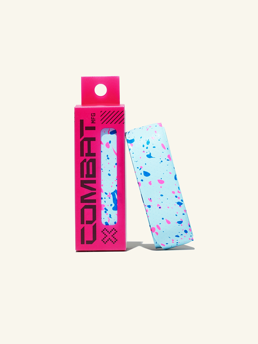 COMBAT MFG Country Club Ultra-Perforated Bat Grip, 1.2mm, Blue/Pink Splatter