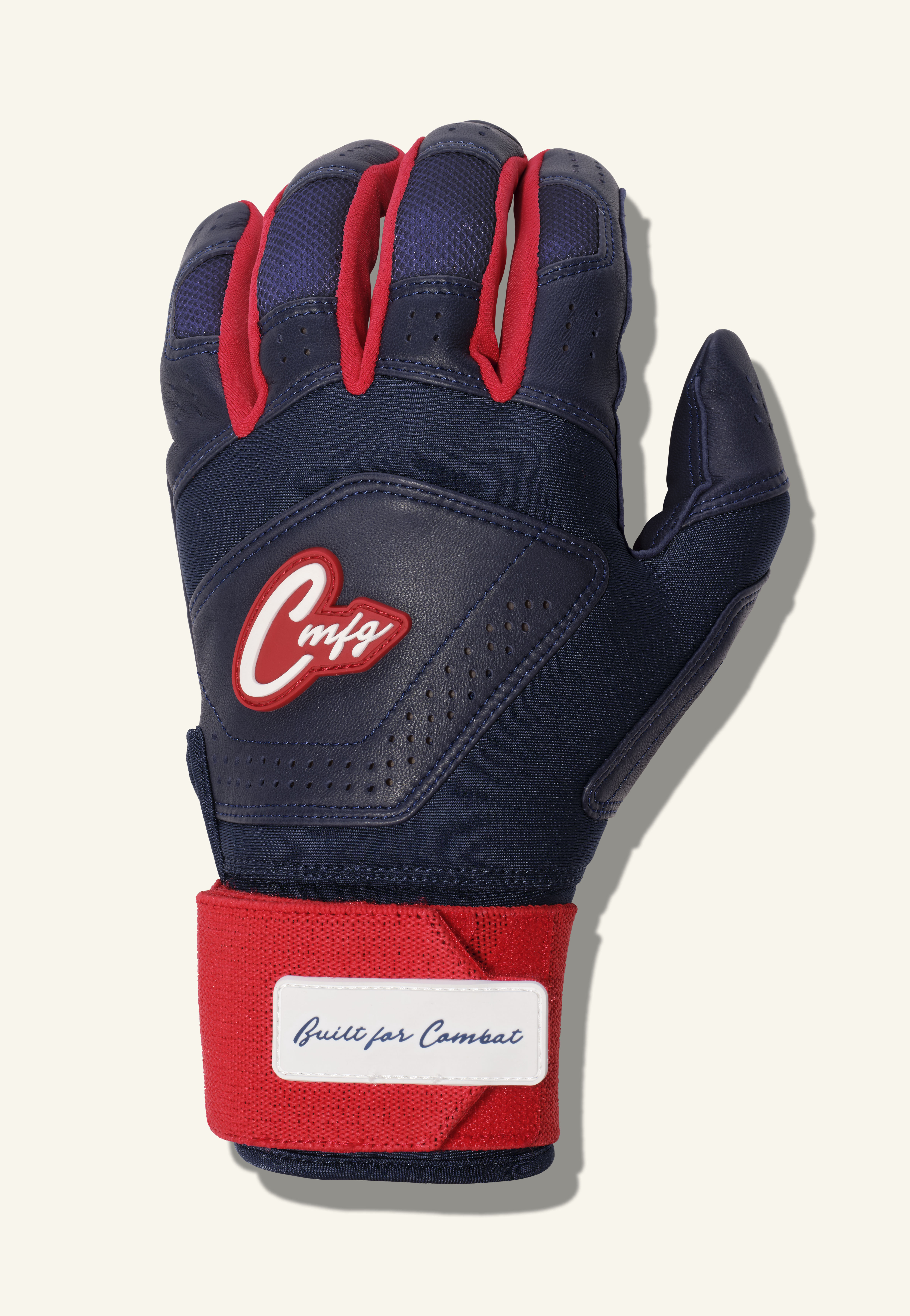 COMBAT MFG Yin Yang Long Strap Batting Gloves, Navy/Red, X-Small