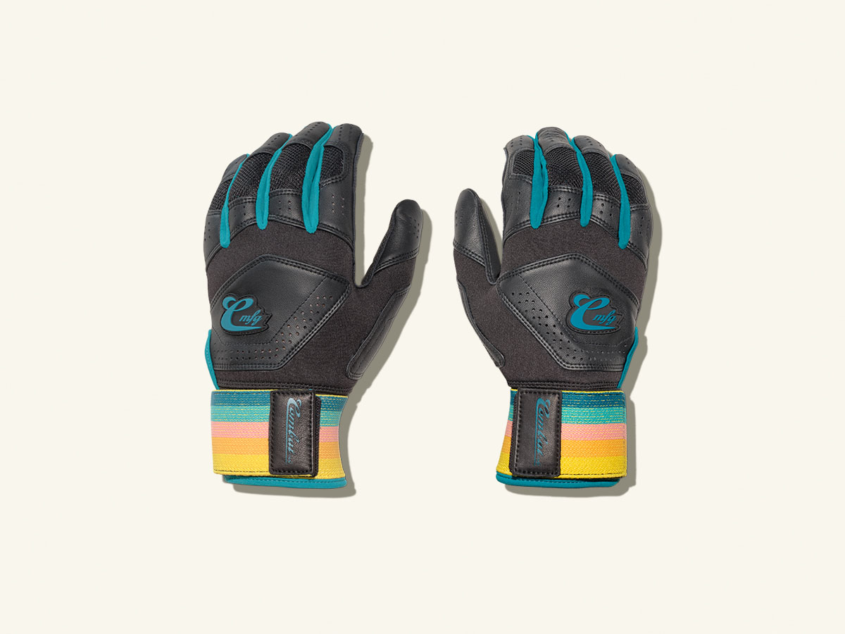 COMBAT MFG Coastal Collective Long Strap Batting Gloves, Black