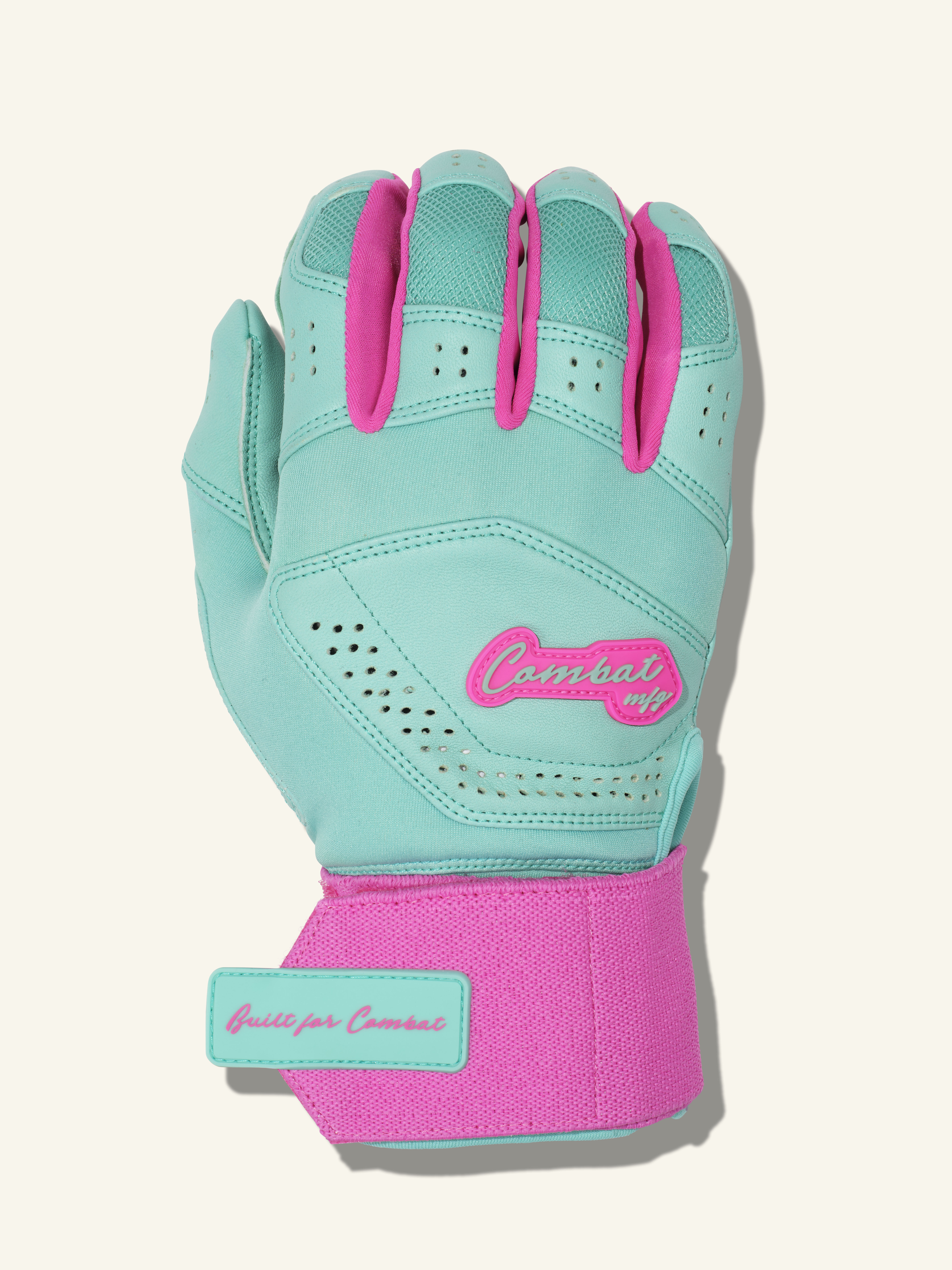 COMBAT MFG Yin Yang Long Strap Batting Gloves, Mint/Pink, XX-Large