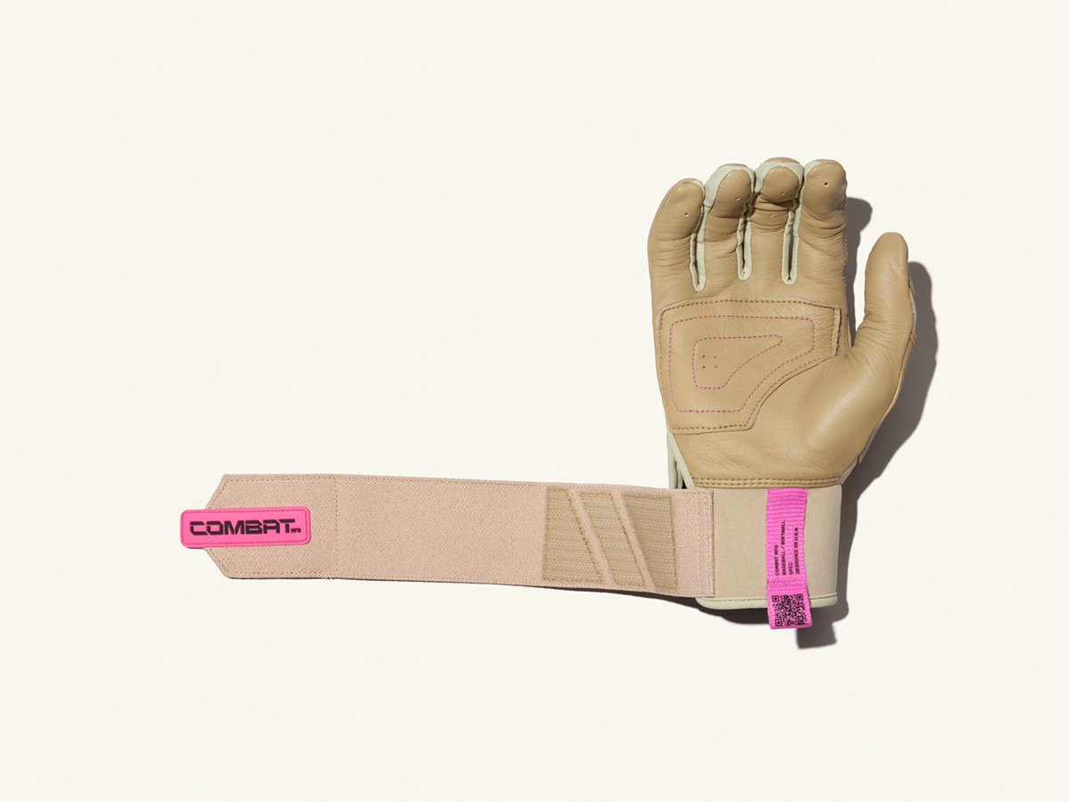 COMBAT MFG Long Strap Batting Gloves, Sandstorm, Adult M
