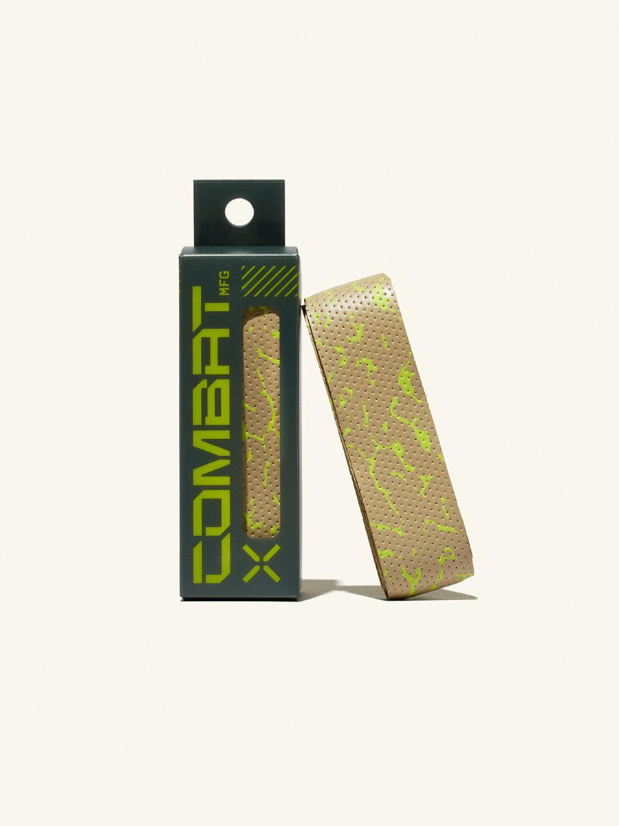 COMBAT MFG Ultra-Perforated Bat Grip, 1.2mm, Tan/Optic Yellow