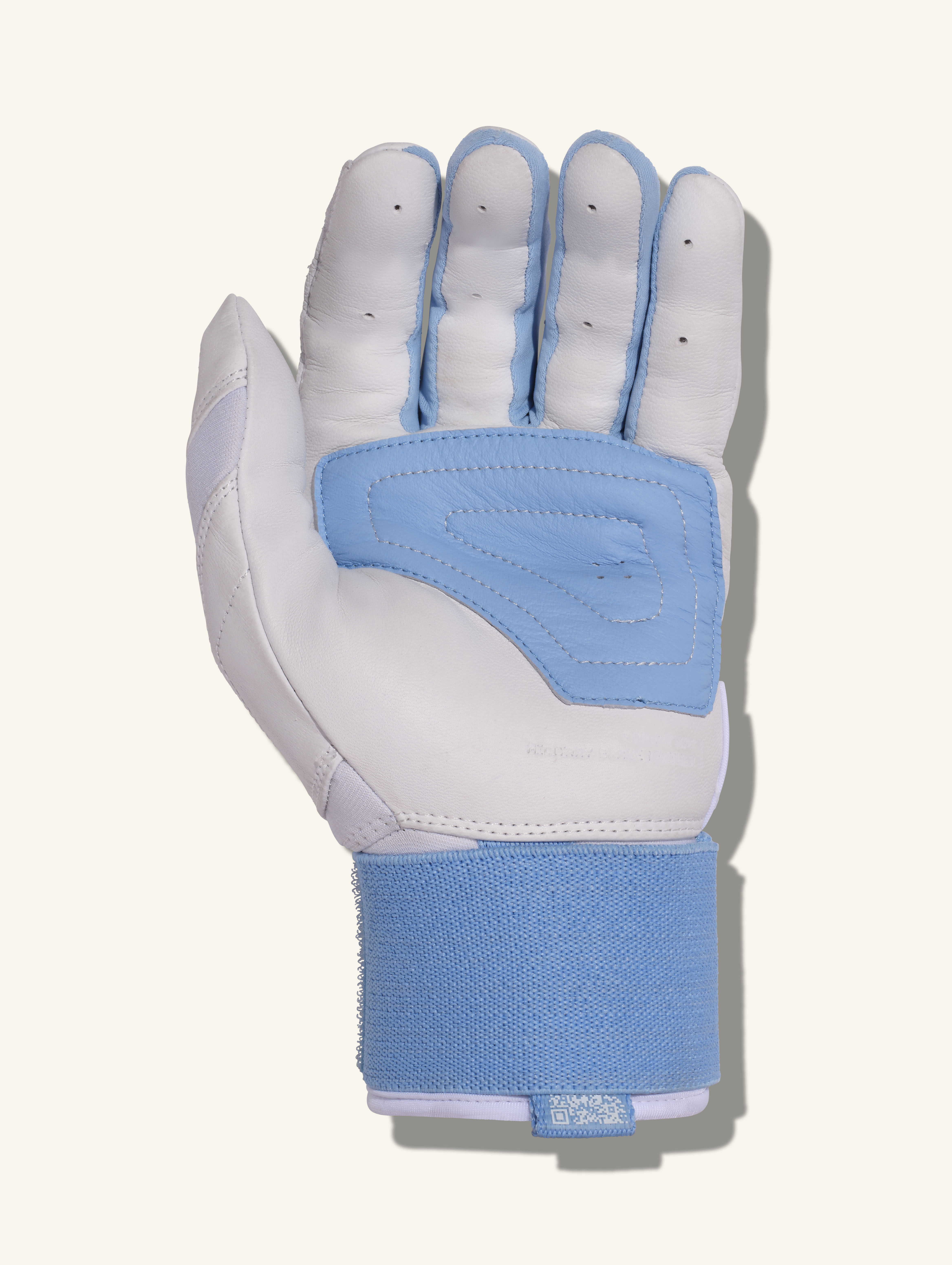COMBAT MFG Yin Yang Long Strap Batting Gloves, White/Columbia Blue, Medium