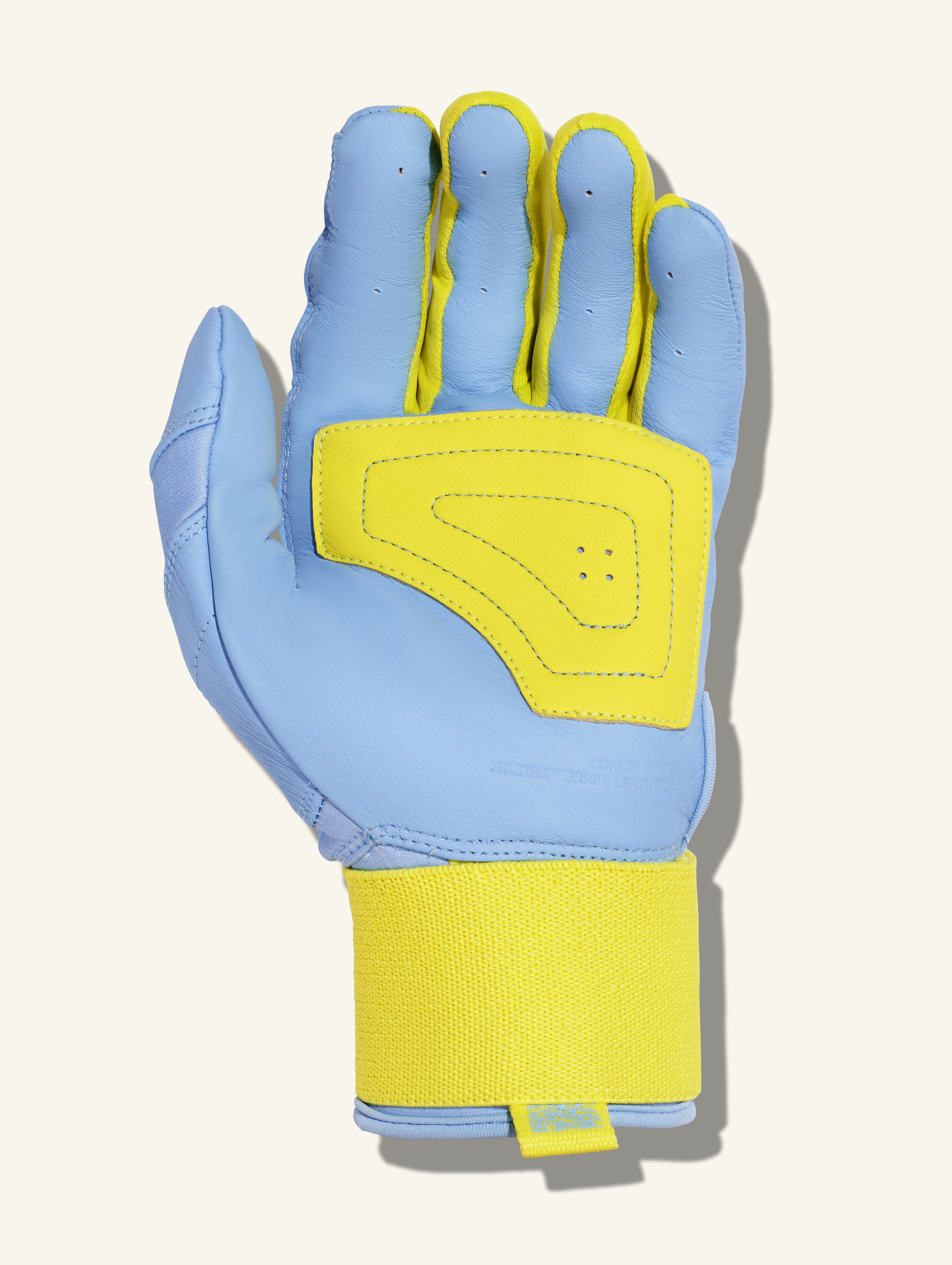 COMBAT MFG Yin Yang Long Strap Batting Gloves, Columbia Blue/Lemonade Blitz, Large
