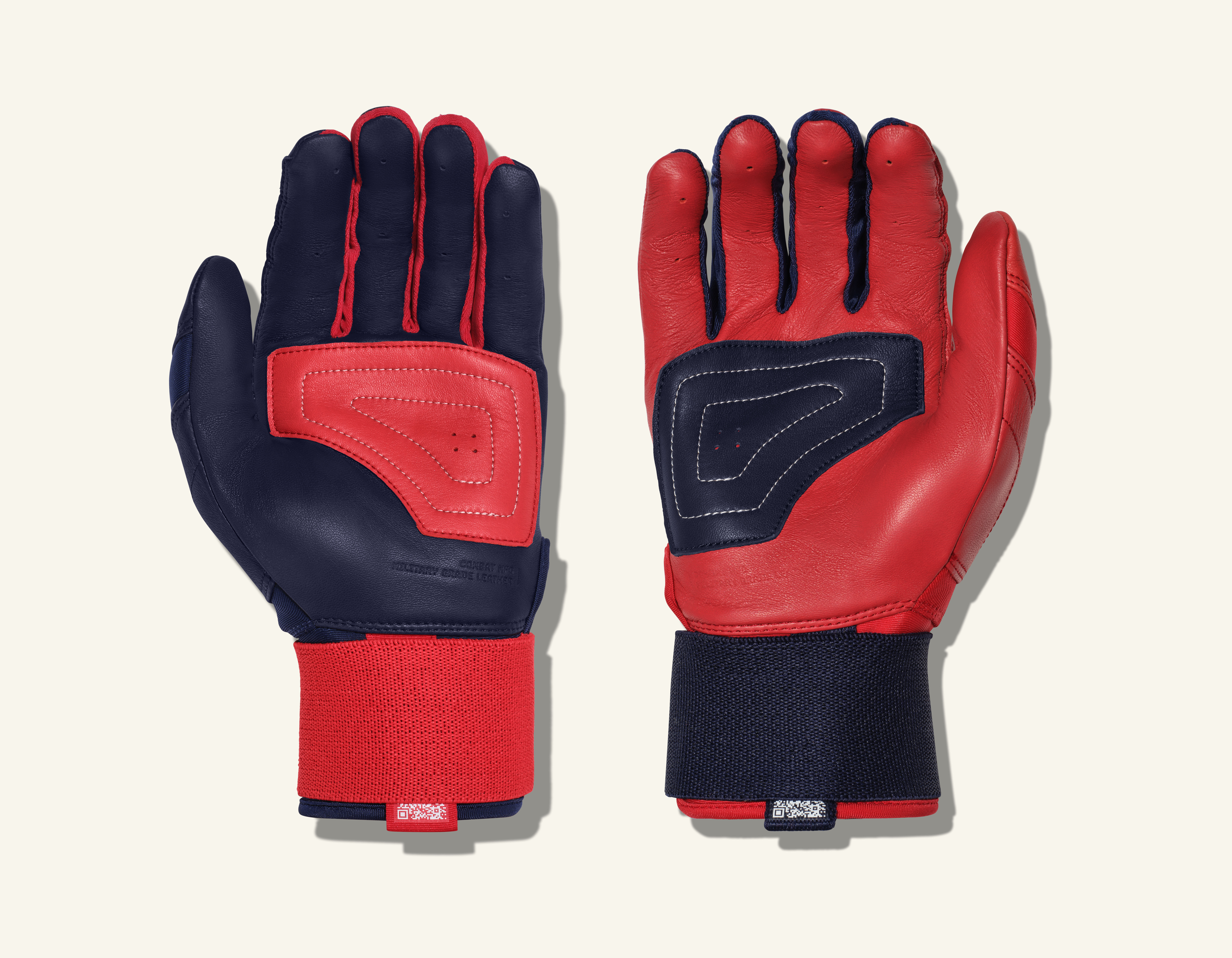 COMBAT MFG Yin Yang Long Strap Batting Gloves, Navy/Red, X-Small