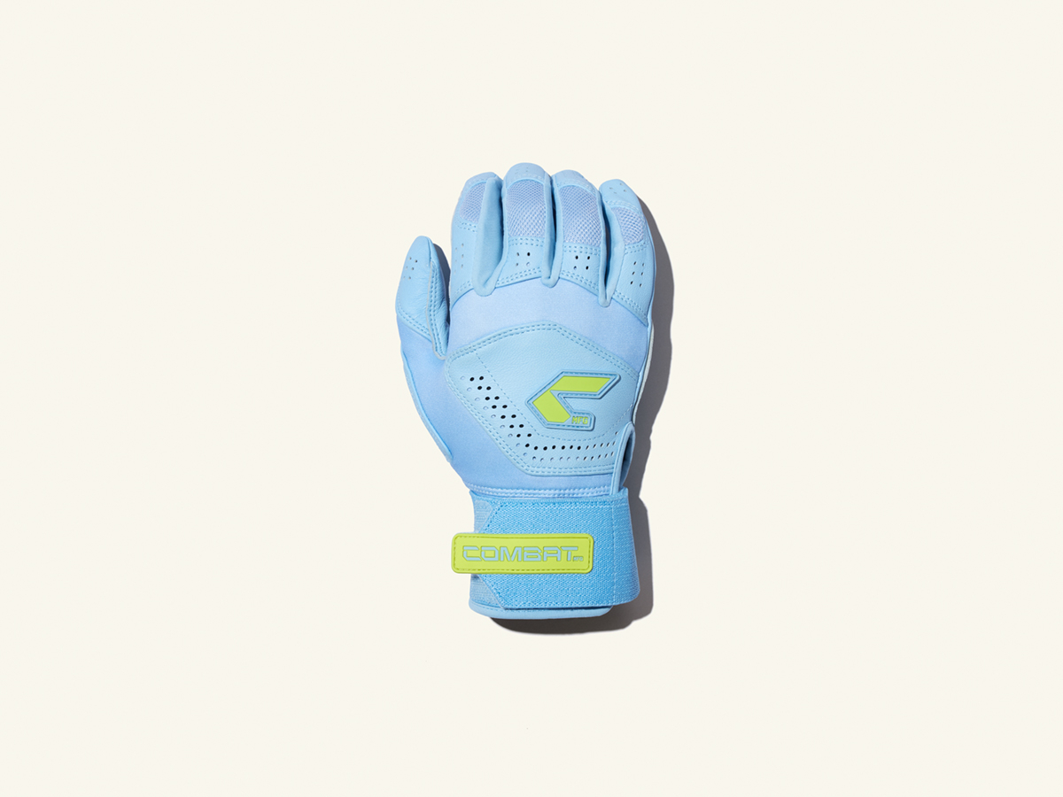 COMBAT MFG Long Strap Batting Gloves, Blue Horizon, Adult M