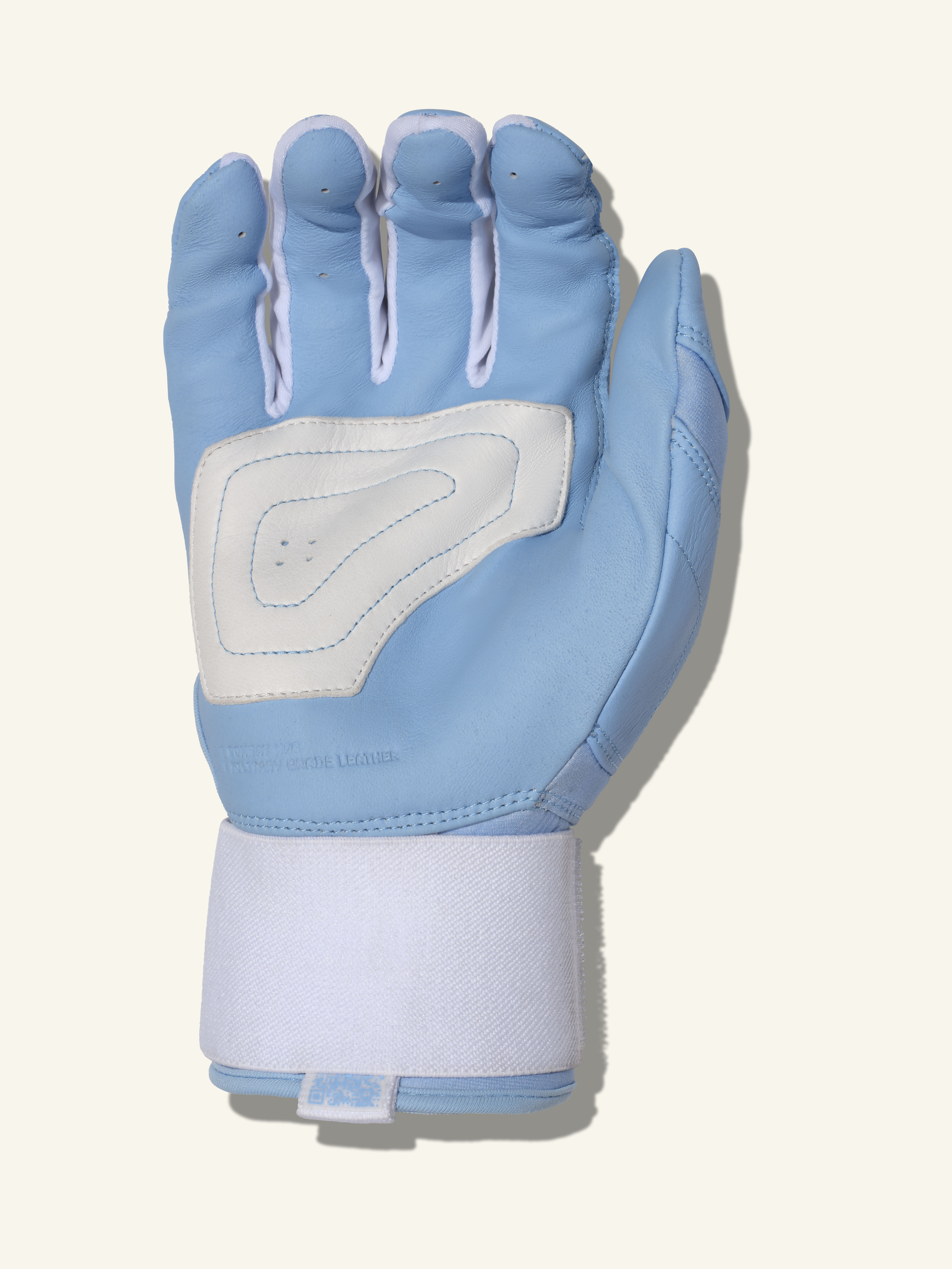 COMBAT MFG Yin Yang Long Strap Batting Gloves, White/Columbia Blue, Medium